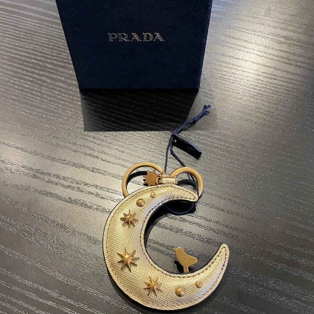 Prada Purse Bag Moon Keychain Charm Saffiano